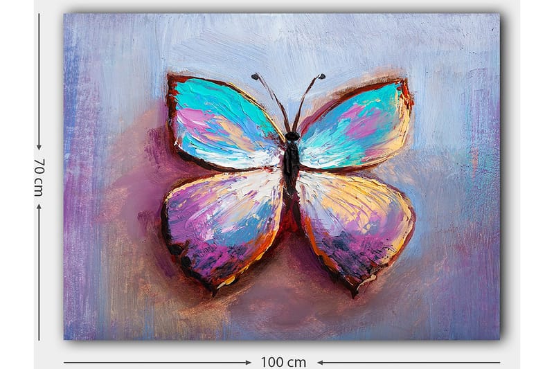 Canvastavla 70x100 cm - Färgglad fjäril med vackra mönster - Turkos / Lila / Orange - Inredning & dekor - Tavlor & konst - Canvastavla