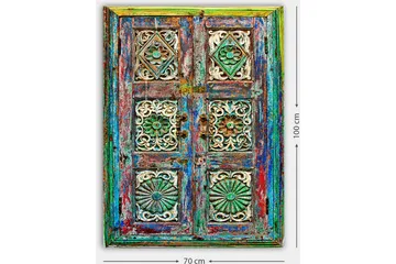 Canvastavla 70x100 cm - Färgglad och detaljerad dörr med intrikata sniderier och mönster - Grön / Blå / Röd - Inredning & dekor - Tavlor & konst - Canvastavla