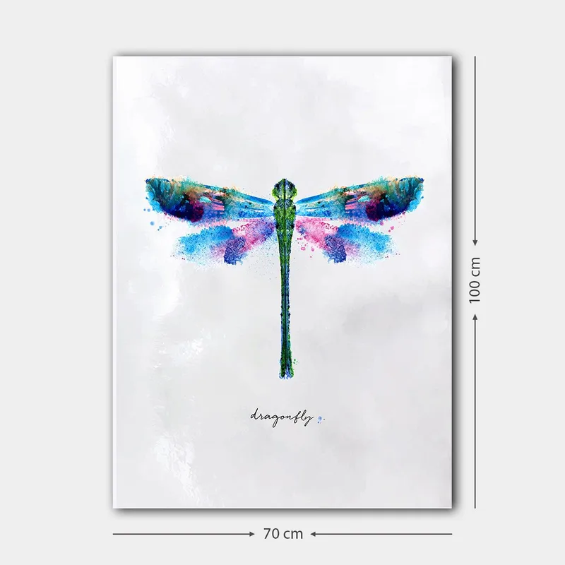 Canvastavla 70x100 cm - Färgglad och stiliserad avbildning av en trollslända - Grön / Blå / Rosa - Inredning & dekor - Tavlor & konst - Canvastavla