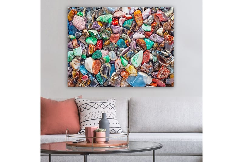 Canvastavla 70x100 cm - Färgglad samling av slipade stenar och ädelstenar - Grön / Röd / Lila - Inredning & dekor - Tavlor & konst - Canvastavla