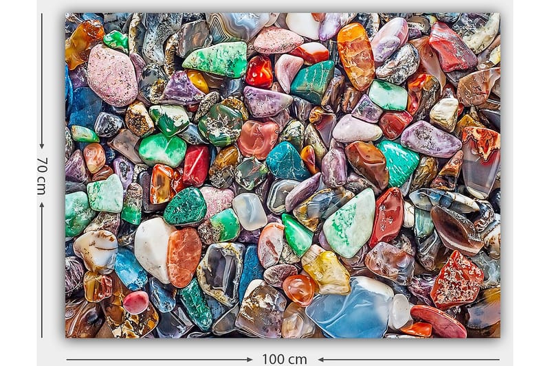 Canvastavla 70x100 cm - Färgglad samling av slipade stenar och ädelstenar - Grön / Röd / Lila - Inredning & dekor - Tavlor & konst - Canvastavla