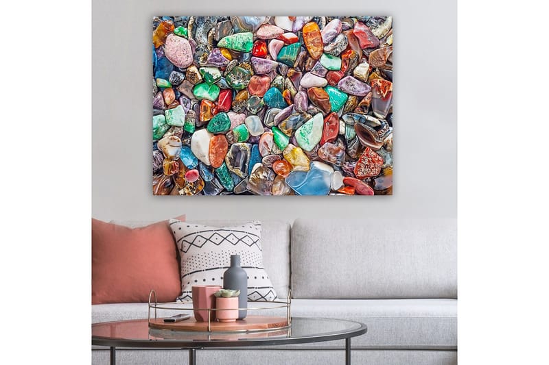 Canvastavla 70x100 cm - Färgglad samling av slipade stenar och ädelstenar - Grön / Röd / Lila - Inredning & dekor - Tavlor & konst - Canvastavla