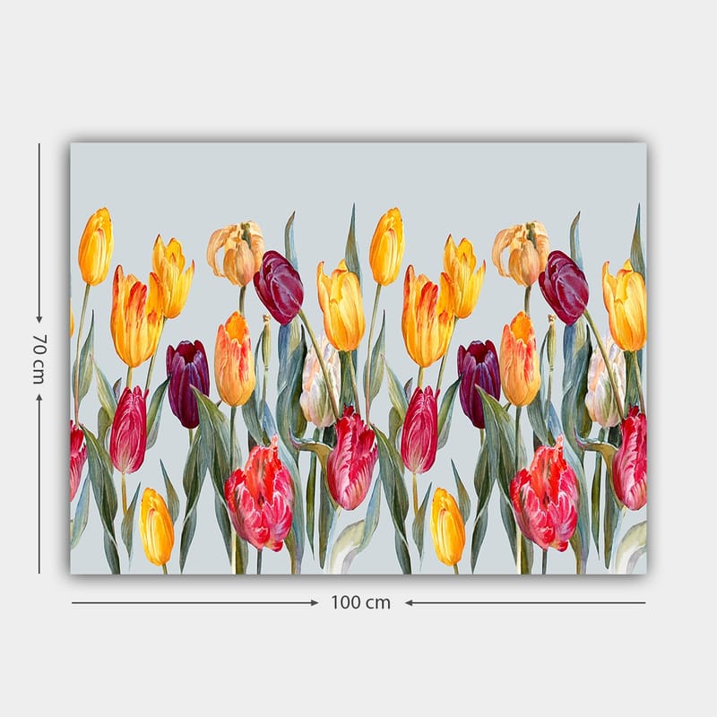 Canvastavla 70x100 cm - Färgglad samling av tulpaner i olika nyanser - Gul / Röd / Lila - Inredning & dekor - Tavlor & konst - Canvastavla
