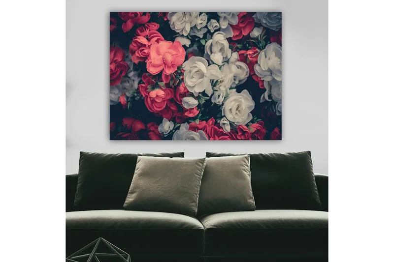 Canvastavla 70x100 cm - Färgglada blommor i röd och vit nyans - Röd / Vit - Inredning & dekor - Tavlor & konst - Canvastavla