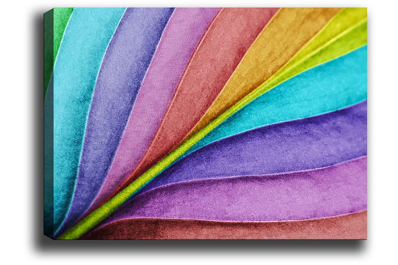 Canvastavla 70x100 cm - Färgglada, böljande blad i olika nyanser som skapar en dynamisk och livfull komposition - Turkos / Lila / Grön - Inredning & dekor - Tavlor & konst - Canvastavla