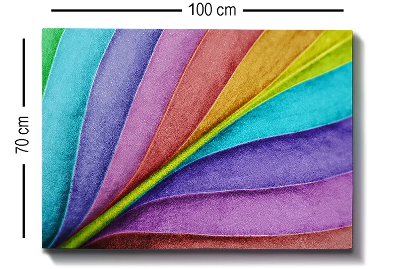Canvastavla 70x100 cm - Färgglada, böljande blad i olika nyanser som skapar en dynamisk och livfull komposition - Turkos / Lila / Grön - Inredning & dekor - Tavlor & konst - Canvastavla