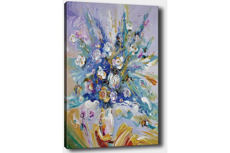Canvastavla 70x100 cm - Färgsprakande blomsterbukett med en dynamisk komposition - Blå / Grön / Vit - Inredning & dekor - Tavlor & konst - Canvastavla