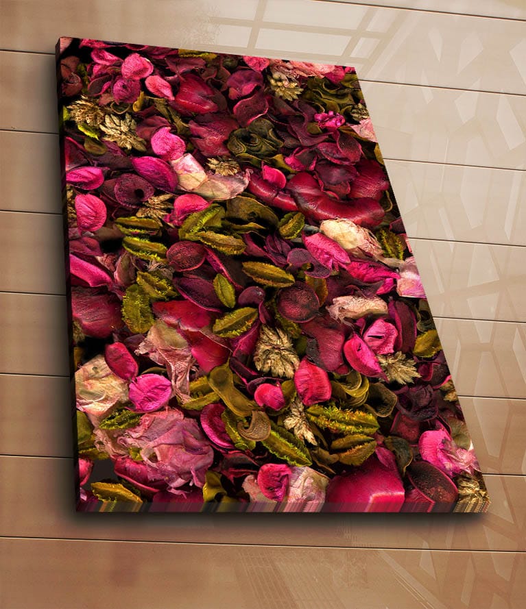 Canvastavla 70x100 cm - Färgsprakande samling av torkade blommor och blad - Rosa / Grön / Brun - Inredning & dekor - Tavlor & konst - Canvastavla