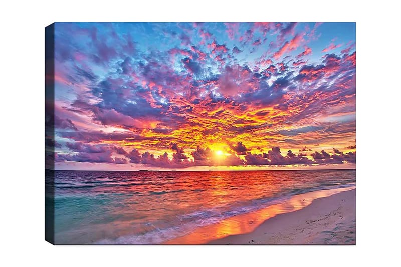 Canvastavla 70x100 cm - Färgsprakande solnedgång över havet med dramatiska moln - Lila / Orange / Blå - Inredning & dekor - Tavlor & konst - Canvastavla