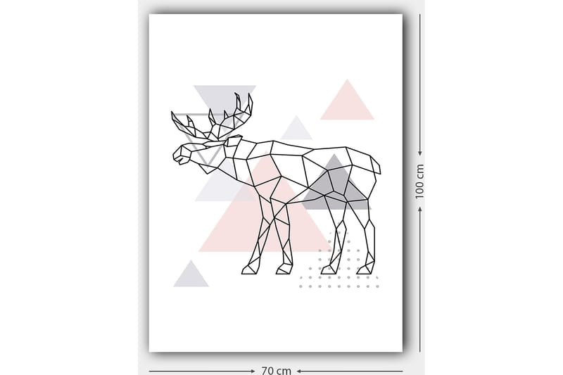 Canvastavla 70x100 cm - Geometrisk älg i polygonstil med trianglar - Grå / Rosa / Svart - Inredning & dekor - Tavlor & konst - Canvastavla