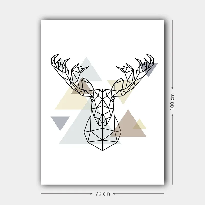 Canvastavla 70x100 cm - Geometrisk älghuvud i polygonal stil - Svart / Ljusgrå / Beige - Inredning & dekor - Tavlor & konst - Canvastavla