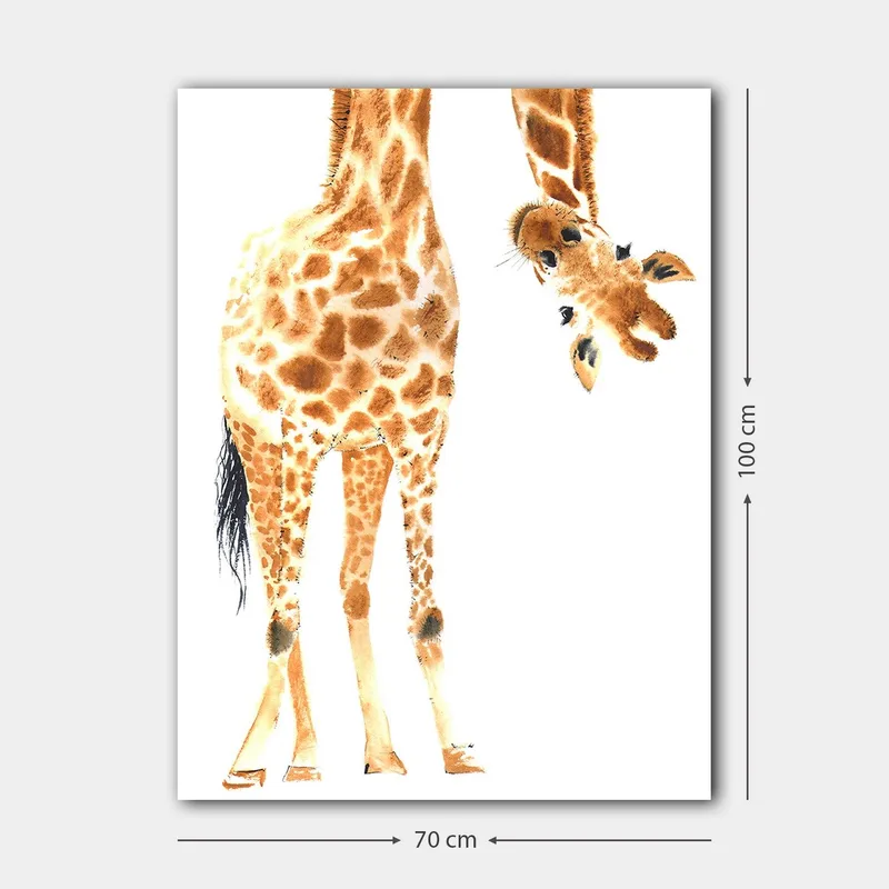 Canvastavla 70x100 cm - Giraff med karakteristiska fläckar som sträcker sig mot betraktaren - Orange / Brun / Svart - Inredning & dekor - Tavlor & konst - Canvastavla