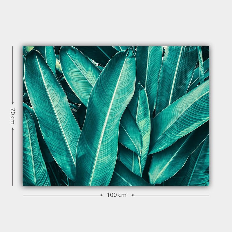Canvastavla 70x100 cm - Grönskande bladverk i en harmonisk komposition - Turkos / Mörkgrön - Inredning & dekor - Tavlor & konst - Canvastavla