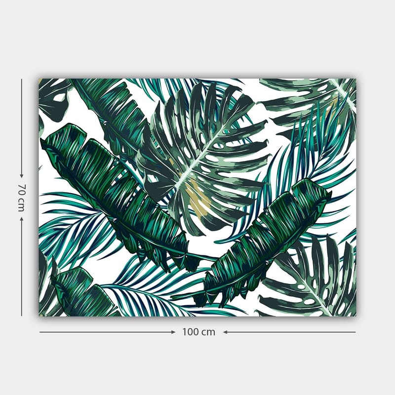 Canvastavla 70x100 cm - Grönskande palmblad i en livlig komposition - Mörkgrön / Ljusgrön / Gulgrön - Inredning & dekor - Tavlor & konst - Canvastavla