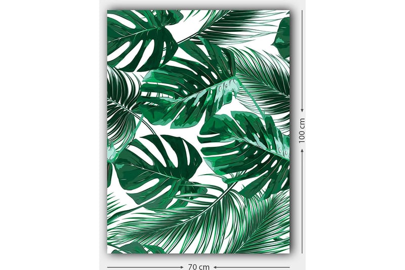 Canvastavla 70x100 cm - Grönskande palmblad i olika former och storlekar - Mörkgrön / Ljusgrön - Inredning & dekor - Tavlor & konst - Canvastavla