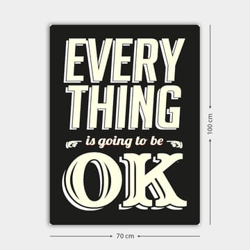 Canvastavla 70x100 cm - Inspirerande typografisk konst med budskapet Everything is going to be OK - Svart / Off-white / Röd - Inredning & dekor - Tavlor & konst - Canvastavla