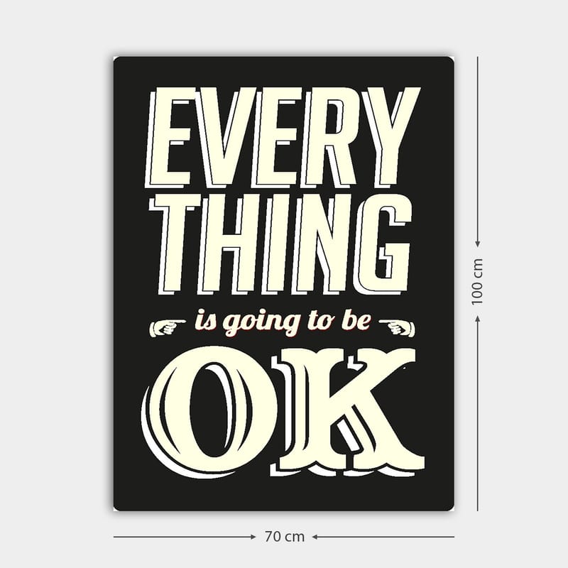 Canvastavla 70x100 cm - Inspirerande typografisk konst med budskapet Everything is going to be OK - Svart / Off-white / Röd - Inredning & dekor - Tavlor & konst - Canvastavla