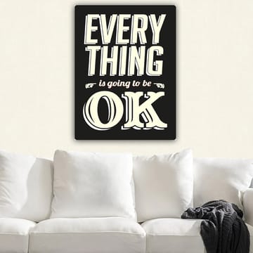 Canvastavla 70x100 cm - Inspirerande typografisk konst med budskapet Everything is going to be OK - Svart / Off-white / Röd - Inredning & dekor - Tavlor & konst - Canvastavla