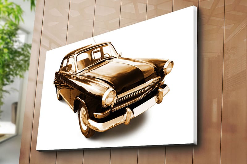 Canvastavla 70x100 cm - Klassisk bil i svart och guldtoner - Svart / Guld - Inredning & dekor - Tavlor & konst - Canvastavla