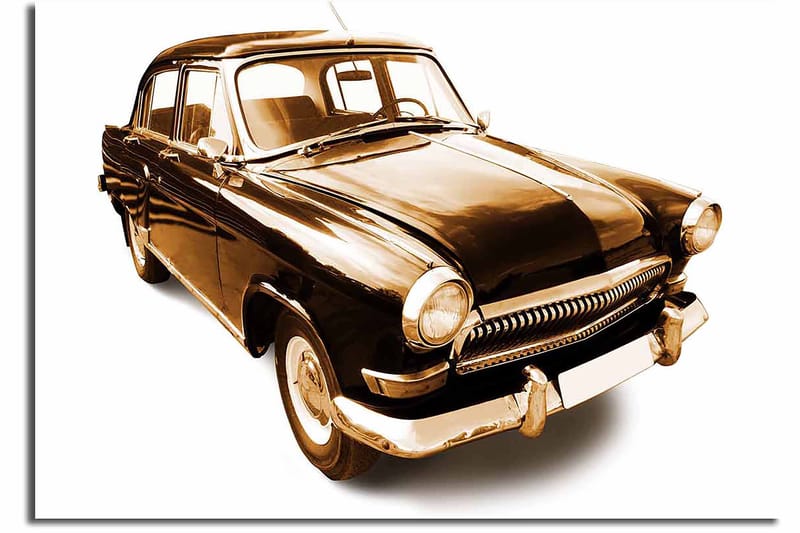 Canvastavla 70x100 cm - Klassisk bil i svart och guldtoner - Svart / Guld - Inredning & dekor - Tavlor & konst - Canvastavla