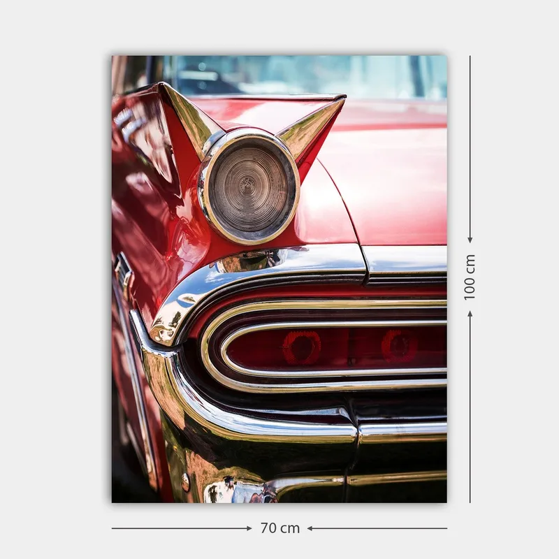 Canvastavla 70x100 cm - Klassisk bil med en distinkt röd färg och glänsande kromdetaljer - Röd / Krom (silver) - Inredning & dekor - Tavlor & konst - Canvastavla