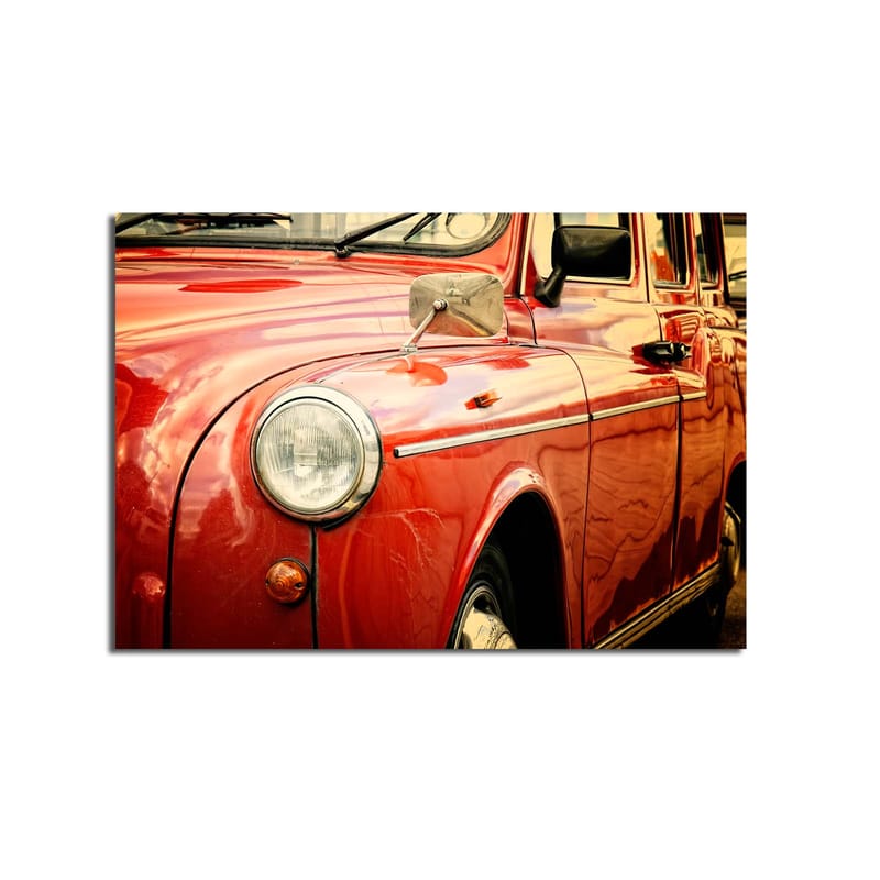 Canvastavla 70x100 cm - Klassisk röd bil med detaljer i krom - Röd / Kromgrå - Inredning & dekor - Tavlor & konst - Canvastavla