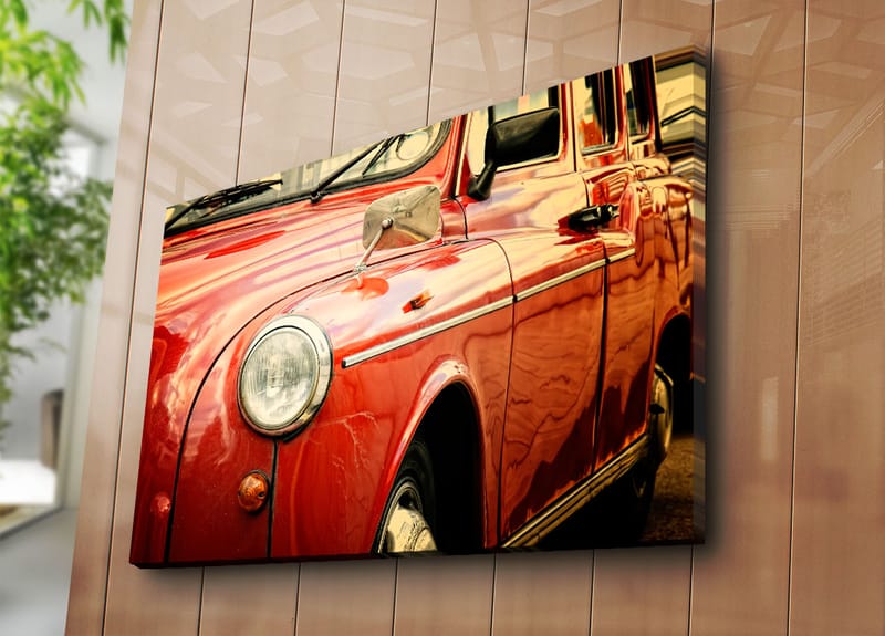 Canvastavla 70x100 cm - Klassisk röd bil med detaljer i krom - Röd / Kromgrå - Inredning & dekor - Tavlor & konst - Canvastavla