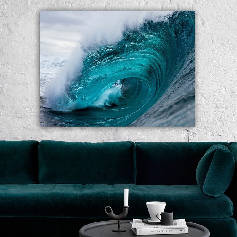 Canvastavla 70x100 cm - Kraftfull och dynamisk våg som bryter vid havets yta - Turkos / Mörkblå - Inredning & dekor - Tavlor & konst - Canvastavla