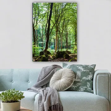 Canvastavla 70x100 cm - Lummig skog med höga träd och grönskande vegetation - Grön / Brun - Inredning & dekor - Tavlor & konst - Canvastavla