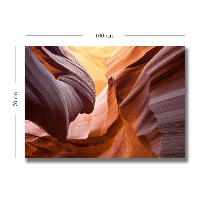 Canvastavla 70x100 cm - Majestätisk canyon med mjukt formade klippor i varma jordtoner - Orange / Rödbrun / Lila - Inredning & dekor - Tavlor & konst - Canvastavla