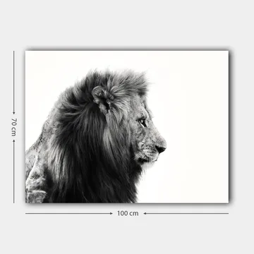 Canvastavla 70x100 cm - Majestätisk lejonprofil i svartvitt som utstrålar styrka och elegans - Svart / Vit - Inredning & dekor - Tavlor & konst - Canvastavla