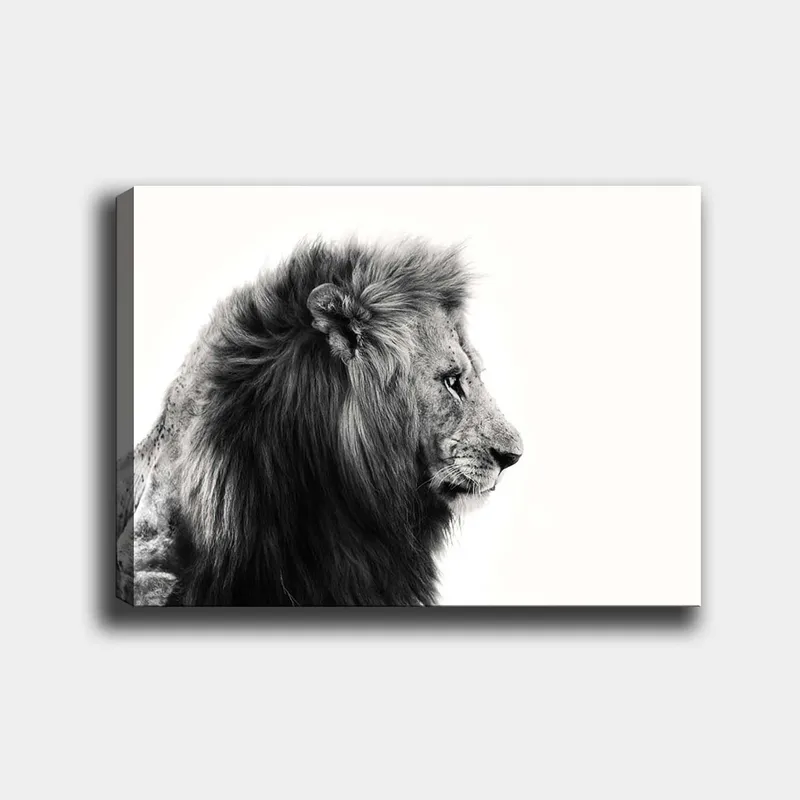 Canvastavla 70x100 cm - Majestätisk lejonprofil i svartvitt som utstrålar styrka och elegans - Svart / Vit - Inredning & dekor - Tavlor & konst - Canvastavla