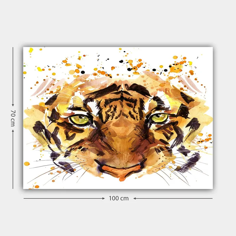 Canvastavla 70x100 cm - Majestätisk tiger med intensiva ögon och kraftfulla drag - Orange / Brun / Guldfärgad - Inredning & dekor - Tavlor & konst - Canvastavla