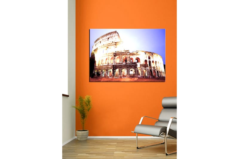 Canvastavla 70x100 cm - Majestätisk vy av Colosseum i Rom, fångad i ett mjukt ljus - Beige / Grå / Orange - Inredning & dekor - Tavlor & konst - Canvastavla