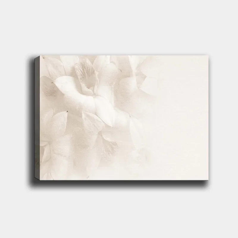 Canvastavla 70x100 cm - Mjuka blommor i subtila nyanser av vitt, Vit / Ljusbeige