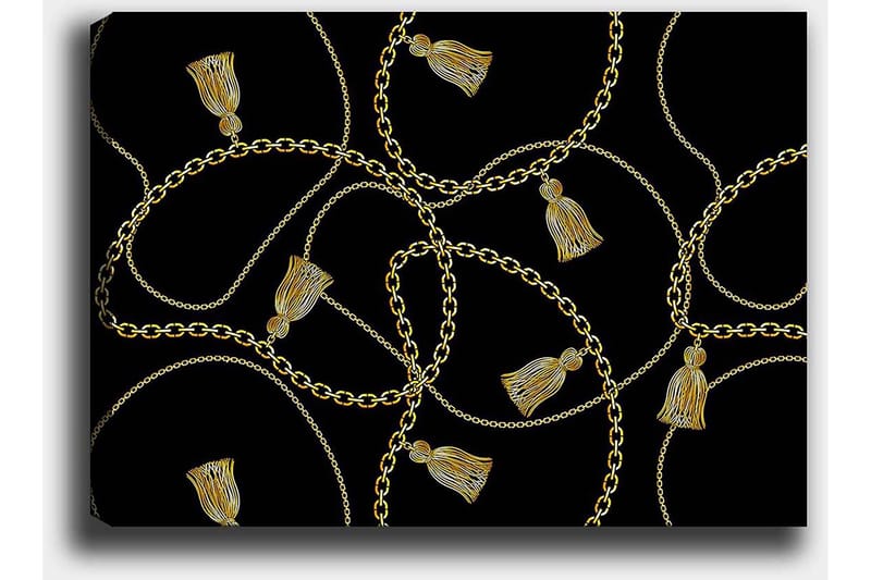 Canvastavla 70x100 cm - Mönster av kedjor och fransar i en elegant design - Guld / Svart - Inredning & dekor - Tavlor & konst - Canvastavla