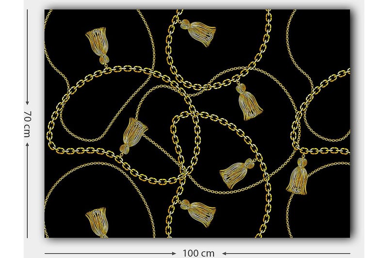 Canvastavla 70x100 cm - Mönster av kedjor och fransar i en elegant design - Guld / Svart - Inredning & dekor - Tavlor & konst - Canvastavla