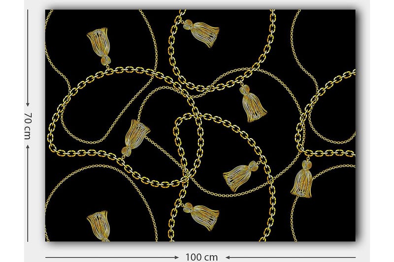 Canvastavla 70x100 cm - Mönster av kedjor och fransar i en elegant design - Guld / Svart - Inredning & dekor - Tavlor & konst - Canvastavla