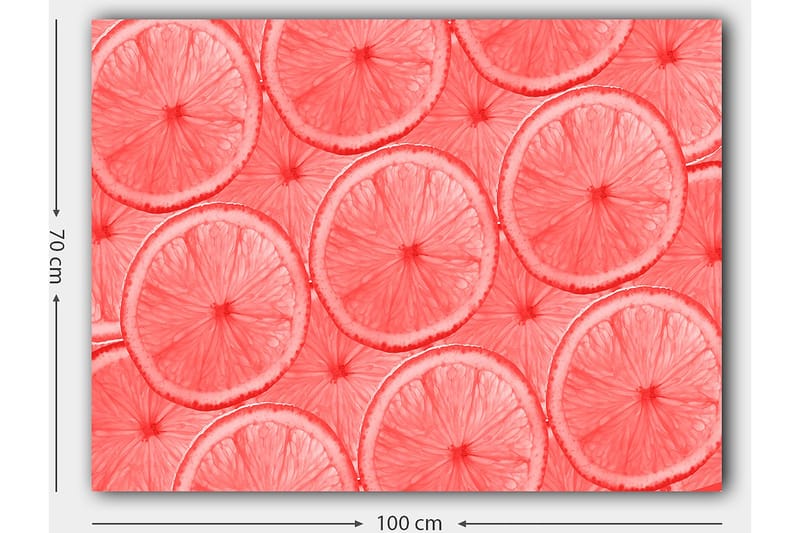 Canvastavla 70x100 cm - Mönster av skivor av citrusfrukter i ljusa nyanser - Ljusrosa / Korall - Inredning & dekor - Tavlor & konst - Canvastavla