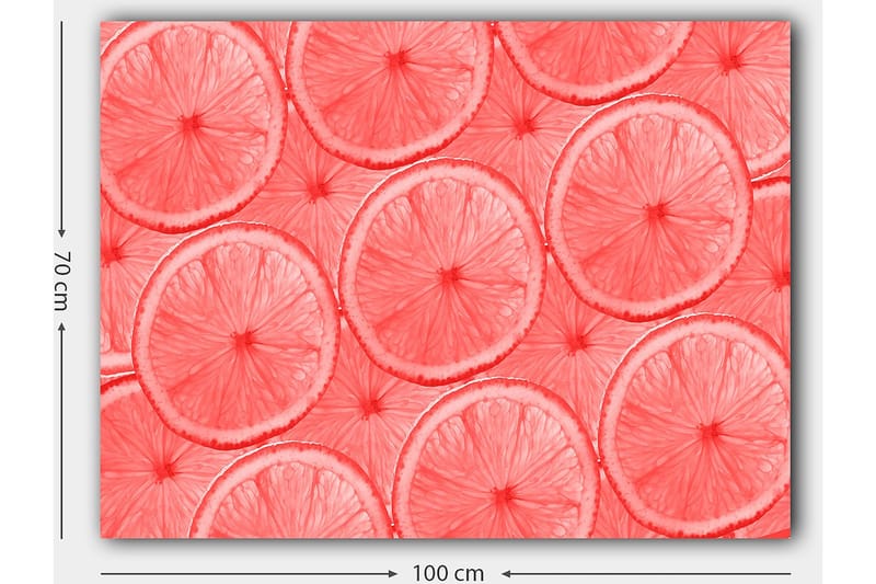 Canvastavla 70x100 cm - Mönster av skivor av citrusfrukter i ljusa nyanser - Ljusrosa / Korall - Inredning & dekor - Tavlor & konst - Canvastavla
