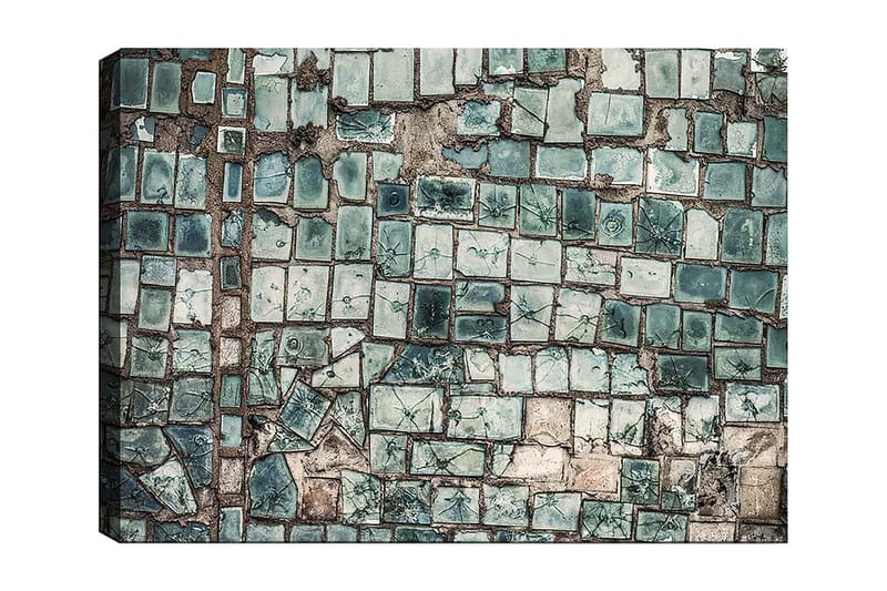 Canvastavla 70x100 cm - Mosaik av skiftande gröna och blå plattor med en strukturerad yta - Mörkgrön / Ljusgrön / Blå - Inredning & dekor - Tavlor & konst - Canvastavla