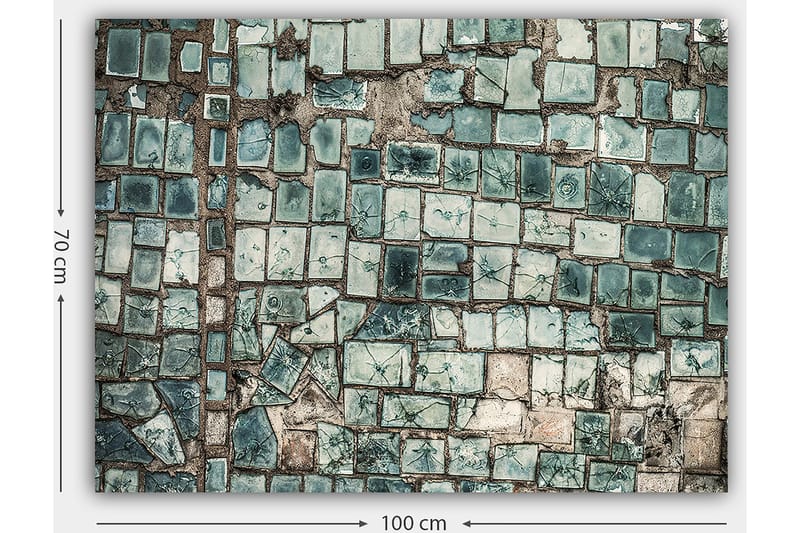 Canvastavla 70x100 cm - Mosaik av skiftande gröna och blå plattor med en strukturerad yta - Mörkgrön / Ljusgrön / Blå - Inredning & dekor - Tavlor & konst - Canvastavla