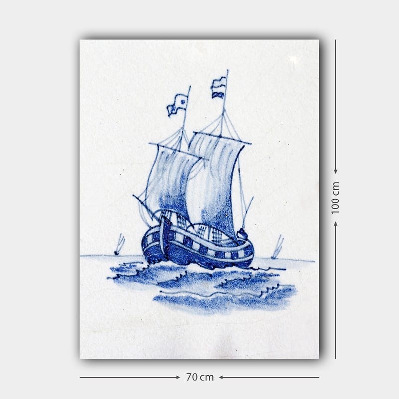 Canvastavla 70x100 cm - Segelbåt med vita segel som navigerar på havet - Blå / Vit - Inredning & dekor - Tavlor & konst - Canvastavla