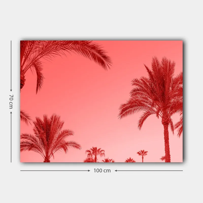 Canvastavla 70x100 cm - Silhuetter av palmer mot en rödaktig himmel - Röd / Rosa - Inredning & dekor - Tavlor & konst - Canvastavla