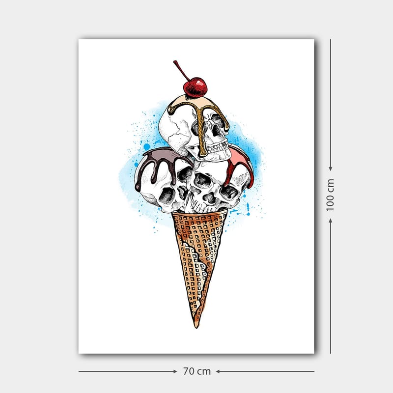 Canvastavla 70x100 cm - Skulptur av en glass med dödskallar som toppas av ett körsbär - Vit / Brun / Röd - Inredning & dekor - Tavlor & konst - Canvastavla