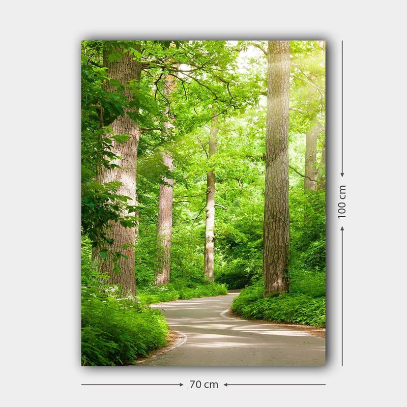 Canvastavla 70x100 cm - Slingrande väg genom en grönskande skog - Grön / Brun - Inredning & dekor - Tavlor & konst - Canvastavla