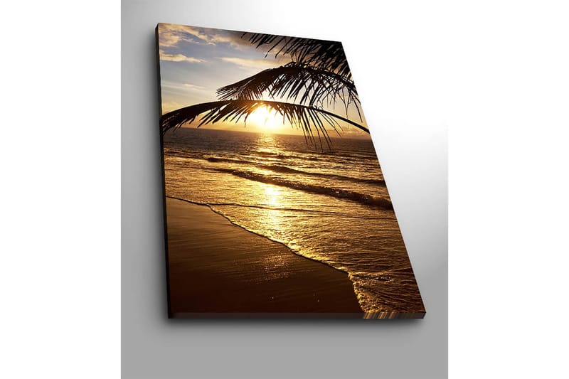Canvastavla 70x100 cm - Solnedgång över havet med palmer i förgrunden - Guld / Orange / Brunt - Inredning & dekor - Tavlor & konst - Canvastavla