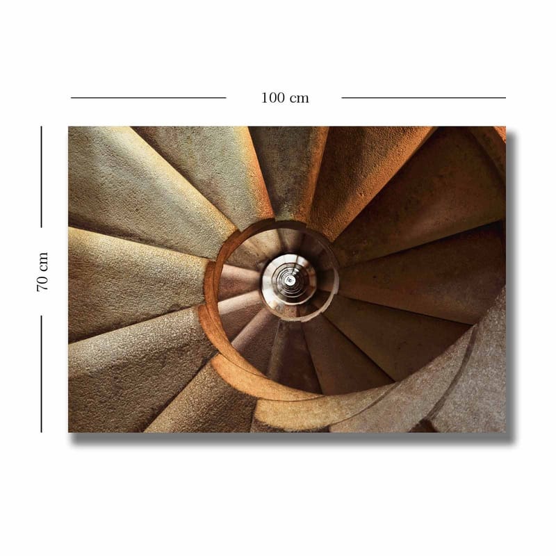 Canvastavla 70x100 cm - Spiraltrappa som leder nedåt med en harmonisk och geometrisk design - Beige / Brunt / Grått - Inredning & dekor - Tavlor & konst - Canvastavla