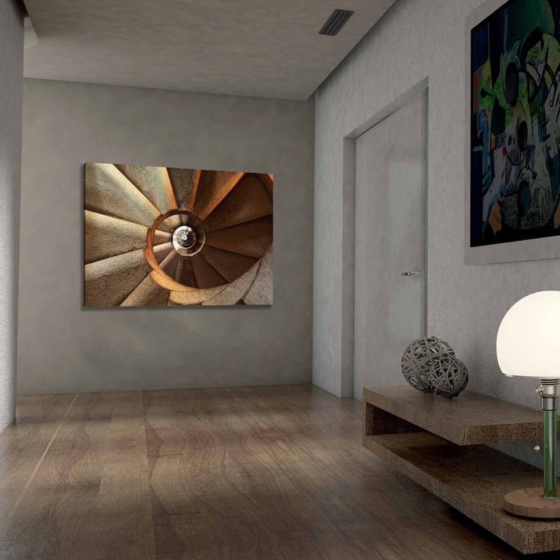 Canvastavla 70x100 cm - Spiraltrappa som leder nedåt med en harmonisk och geometrisk design - Beige / Brunt / Grått - Inredning & dekor - Tavlor & konst - Canvastavla