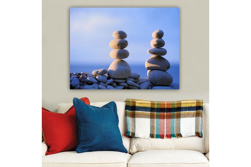 Canvastavla 70x100 cm - Stabila stenar i en harmonisk balans - Ljusgrå / Beige / Blå - Inredning & dekor - Tavlor & konst - Canvastavla